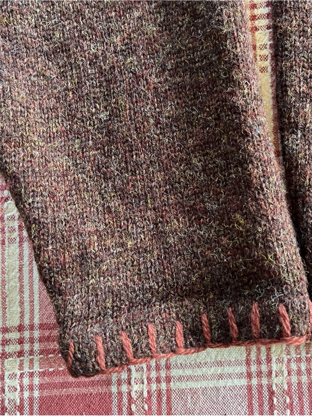 Vintage LL Bean Brown Wool Cardigan With Autumn Leaf Appliqué 100% Wool - Picture 5 of 10